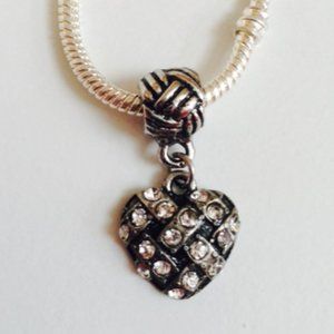 "HEART" Silver Plated Dangling Charm For European Style Charm Bracelet/Necklace